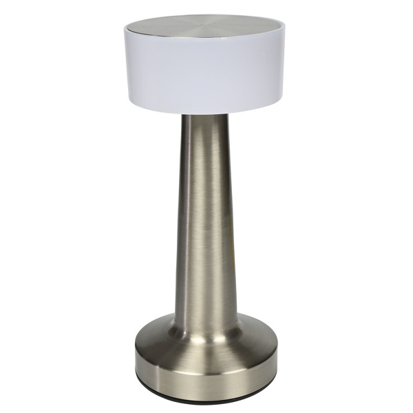 Lampa de masa LED reincarcabila cu ecran tactil argintiu Lampa de masa LED reincarcabila cu ecran tactil argintiu