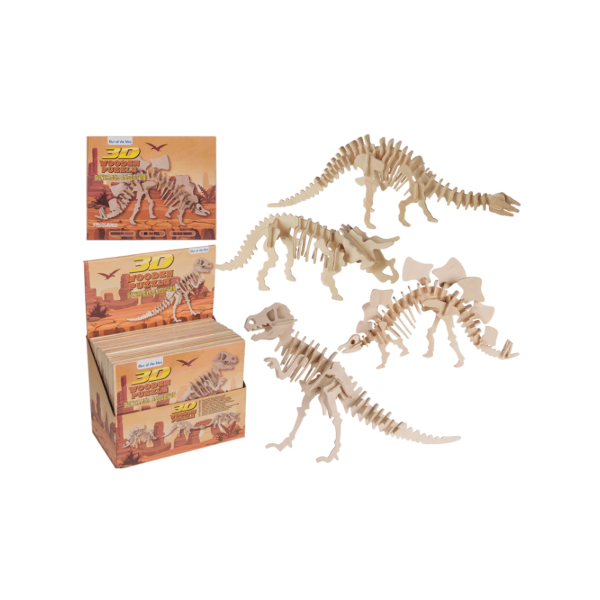 Puzzle 3D din lemn natural schelet de dinozaur Puzzle 3D din lemn natural schelet de dinozaur