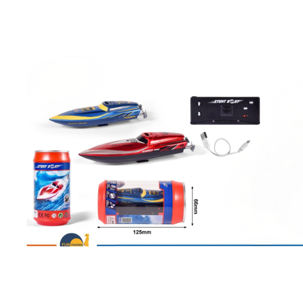 Mini barca cu motor cu telecomanda in cutie suc
